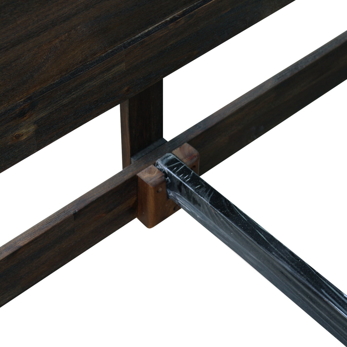 Bed Frame Double Size in Solid Wood Veneered Acacia Bedroom Timber Slat in Chocolate Furniture > Bedroom > Beds & Bed