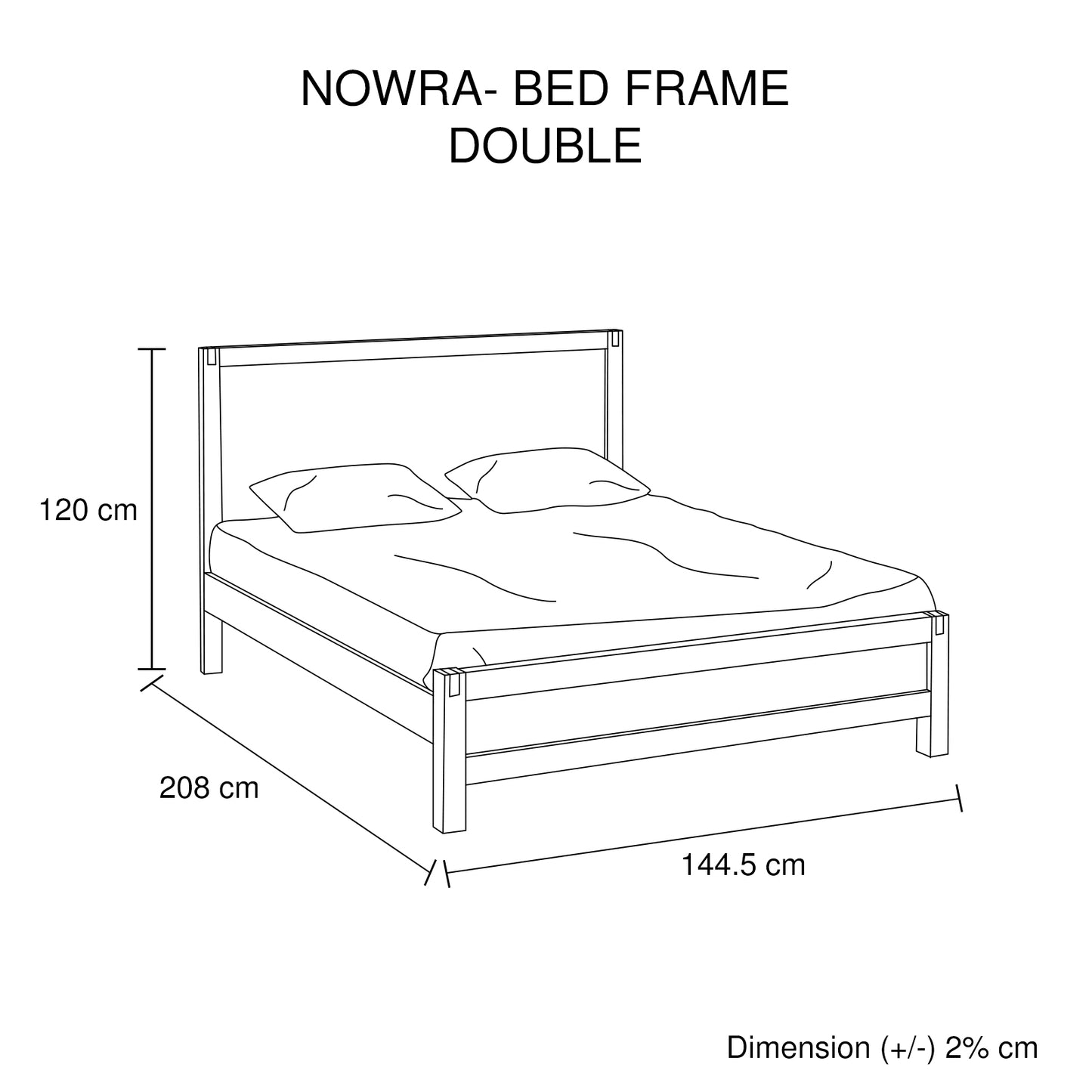 Bed Frame Double Size in Solid Wood Veneered Acacia Bedroom Timber Slat in Chocolate Furniture > Bedroom > Beds & Bed