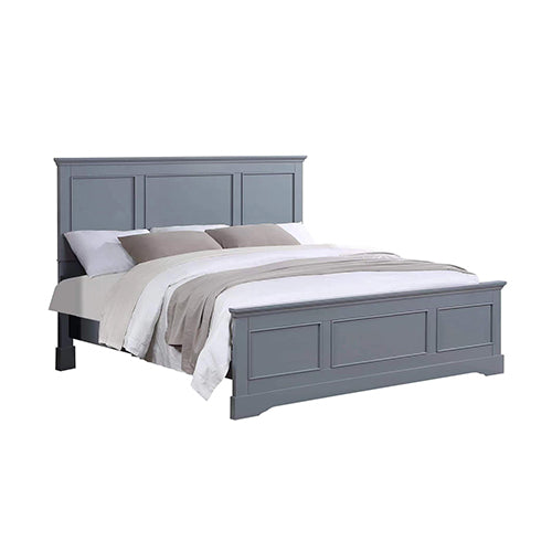 Queen Bed Frame in Solid Wood with Slats Support in Grey colour Furniture > Bedroom > Beds & Bed Frames