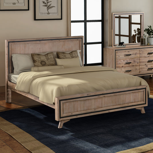 King Size Silver Brush Bed Frame in Acacia Wood Construction - Furniture > Bedroom > Beds & Bed Frames