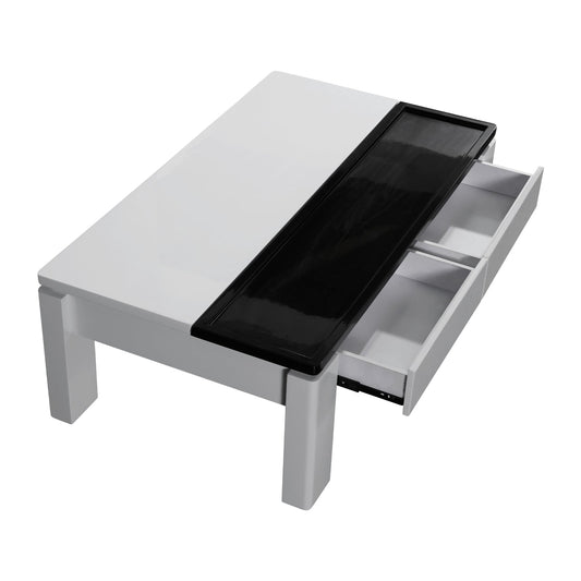Coffee Table High Gloss Finish Lift Up Top MDF Black & White Colour Interior Storage Furniture > Living Room > Coffee