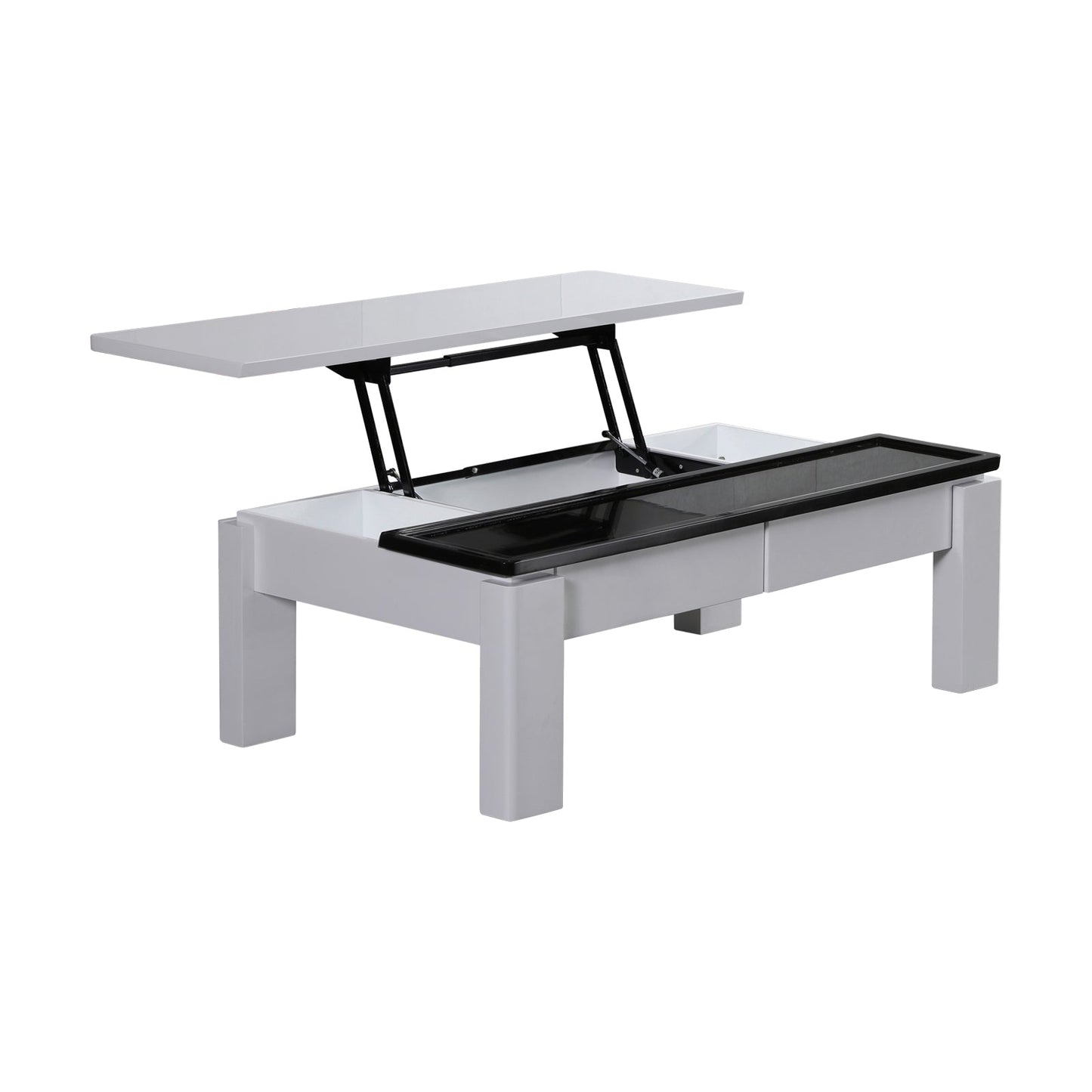 Coffee Table High Gloss Finish Lift Up Top MDF Black & White Colour Interior Storage Furniture > Living Room > Coffee