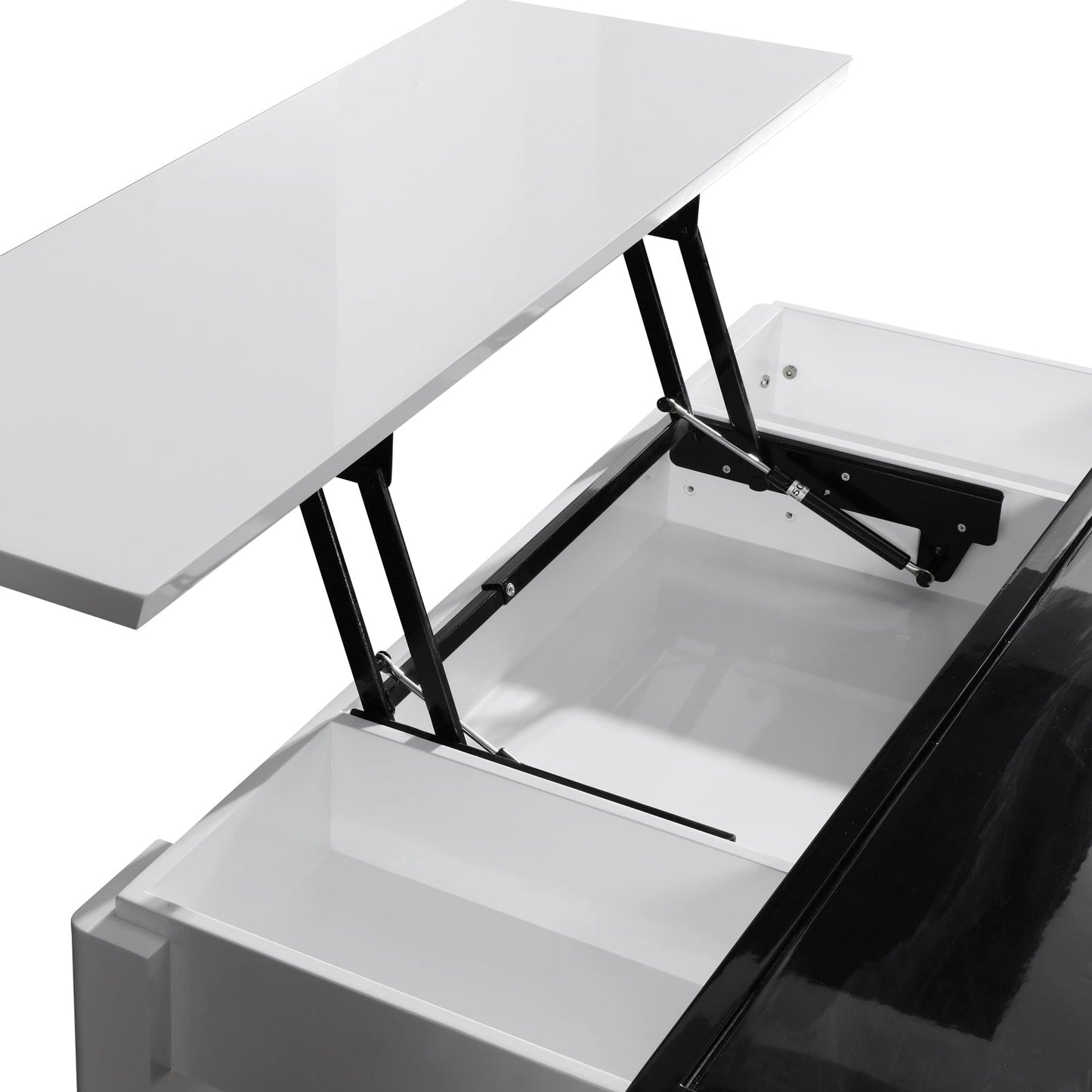 Coffee Table High Gloss Finish Lift Up Top MDF Black & White Colour Interior Storage Furniture > Living Room > Coffee