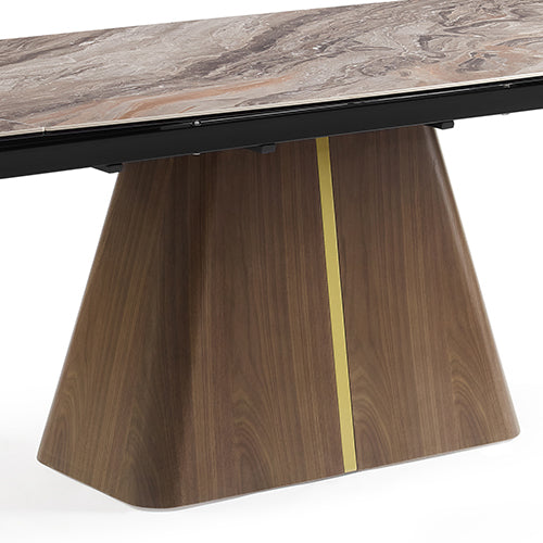 Dining Table MDF Ceramic Glass Table Top Extendable Decorative Stripe - Furniture > Dining > Dining Tables