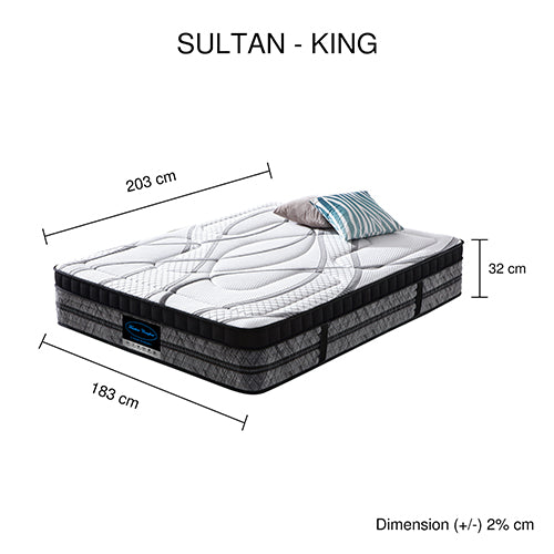 King Mattress Pocket Coil Spring Foam Firm Bed 32cm thick - Furniture > Mattresses > Mattress Toppers