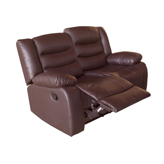 2 Seater Recliner Sofa In Faux Leather Lounge Couch in Brown - Furniture > Bar Stools & Chairs > Arm Chairs & Recliners