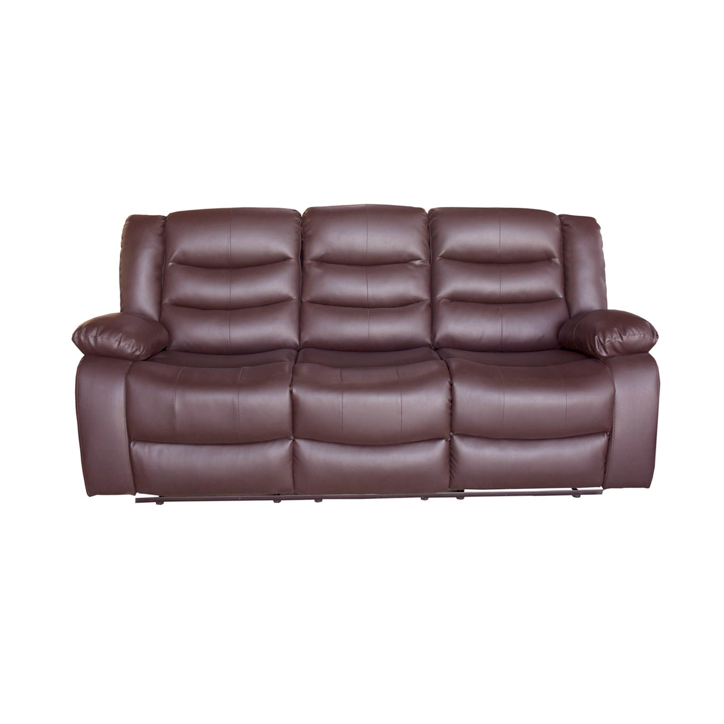 3 Seater Recliner Sofa In Faux Leather Lounge Couch in Brown - Furniture > Bar Stools & Chairs > Arm Chairs & Recliners