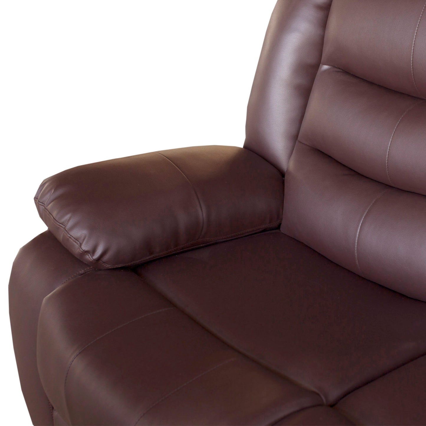 3 Seater Recliner Sofa In Faux Leather Lounge Couch in Brown - Furniture > Bar Stools & Chairs > Arm Chairs & Recliners
