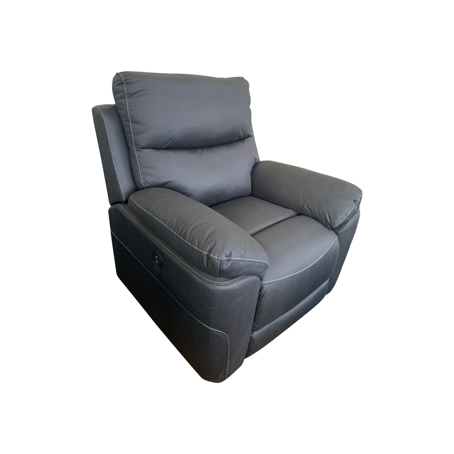 1R Finest Fabric Electric Recliner Feature Multi Positions Ultra Cushioned USB Outlets in Charcoal Colour - Furniture >