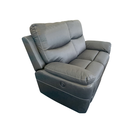 2R Finest Fabric Electric Recliner Feature Multi Positions Ultra Cushioned USB Outlets in Charcoal Colour Furniture >
