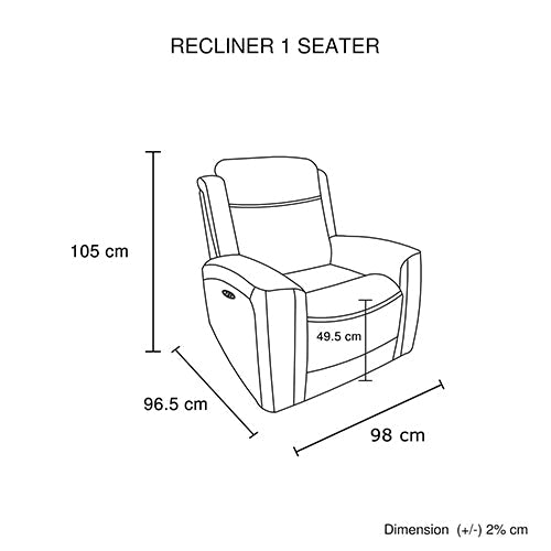 1 Seater Electric Leather/pvc Black Recliner