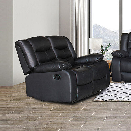 2 Seater Recliner Sofa In Faux Leather Lounge Couch in Black - Furniture > Bar Stools & Chairs > Arm Chairs & Recliners