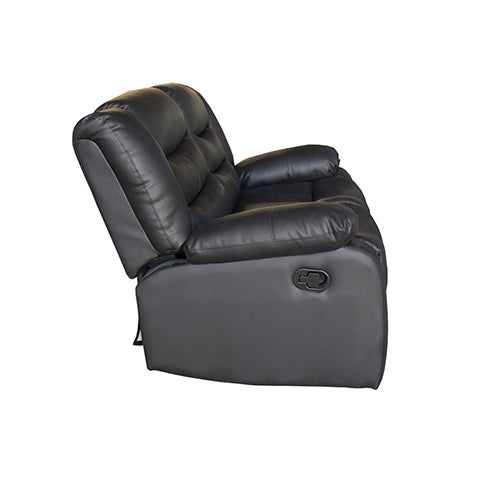 2 Seater Recliner Sofa In Faux Leather Lounge Couch in Black - Furniture > Bar Stools & Chairs > Arm Chairs & Recliners