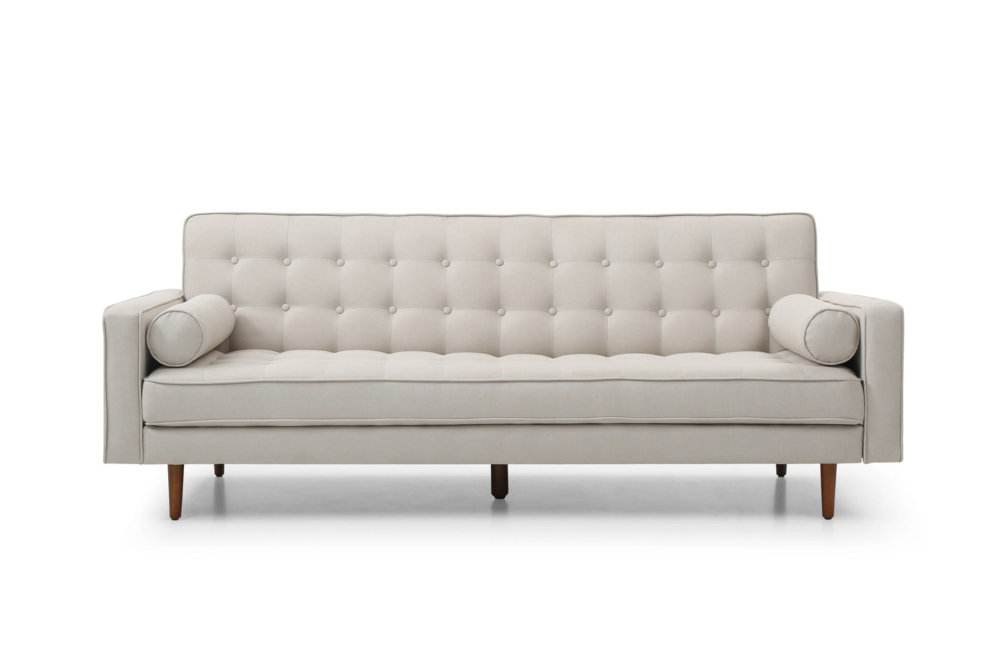 Sofa Bed 3 Seater Button Tufted Lounge Set for Living Room Couch in Fabric Beige Colour - Furniture > Sofas > Sofas &