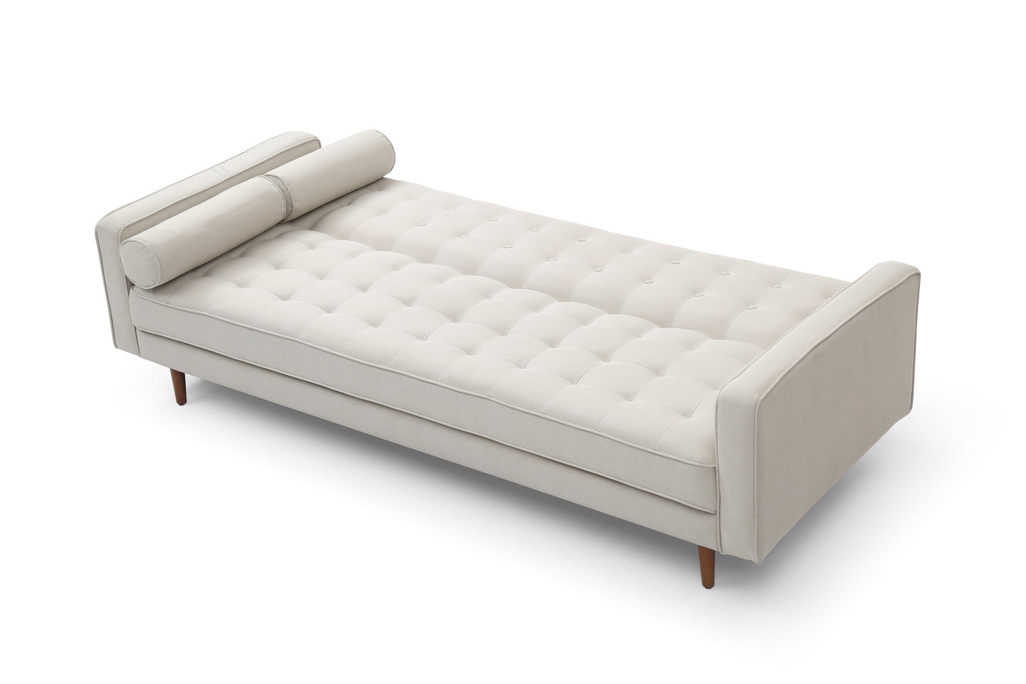 Sofa Bed 3 Seater Button Tufted Lounge Set for Living Room Couch in Fabric Beige Colour - Furniture > Sofas > Sofas &