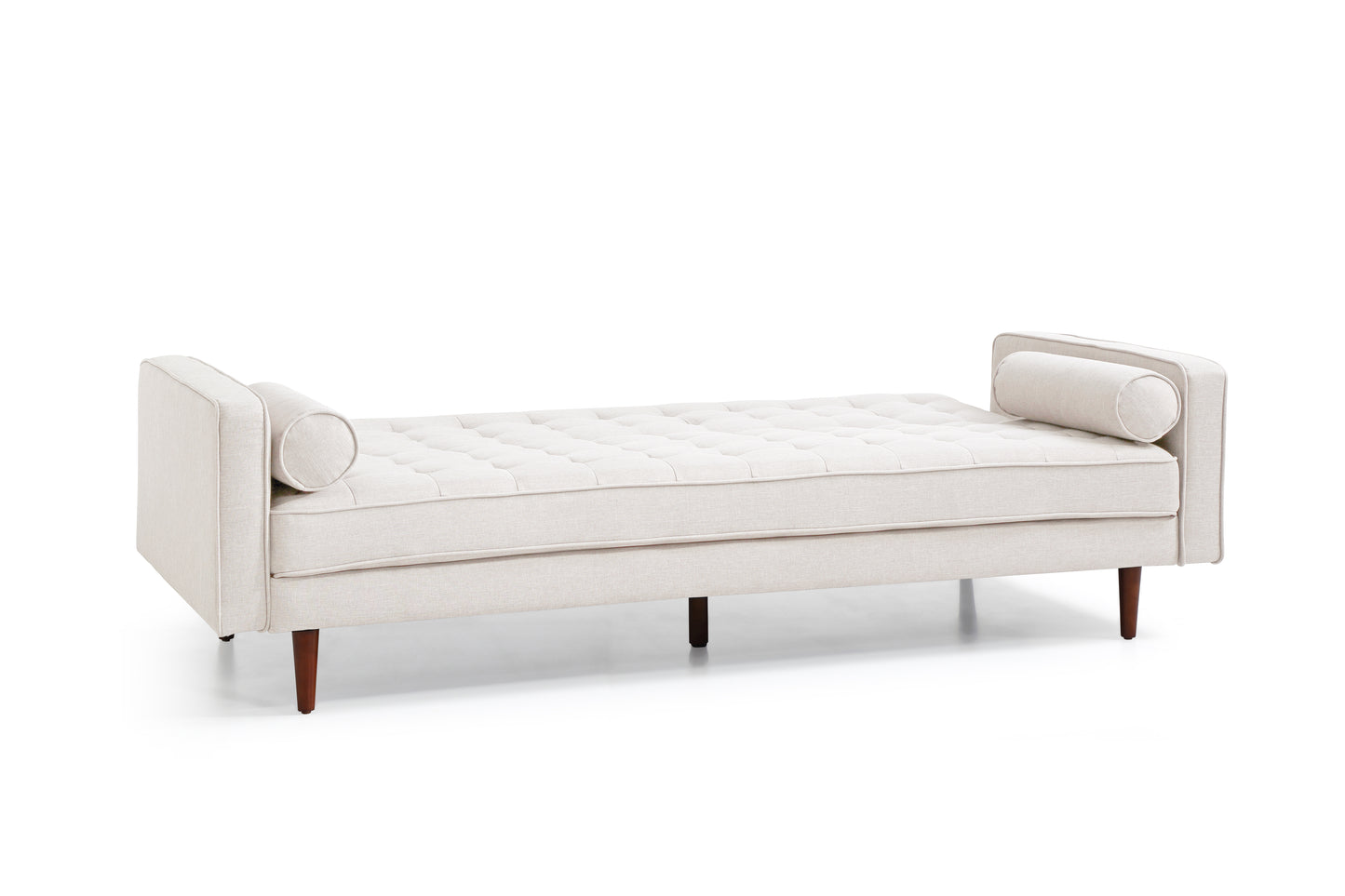 Sofa Bed 3 Seater Button Tufted Lounge Set for Living Room Couch in Fabric Beige Colour - Furniture > Sofas > Sofas &