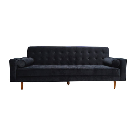 Sofa Bed 3 Seater Button Tufted Lounge Set for Living Room Couch in Velvet Black Colour - Furniture > Sofas > Sofas &