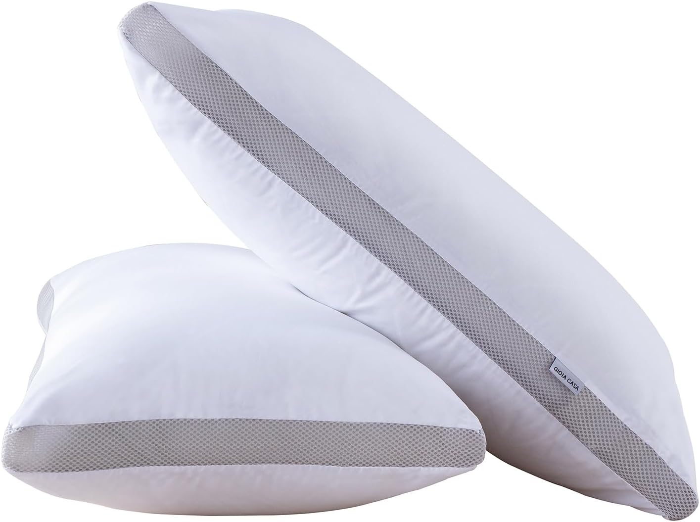 Bamboo Cooling Pillows Twin Pack - Luxury Plush Down-Like Microfibre Pillows for Bedding - Ultra Soft Comfy &