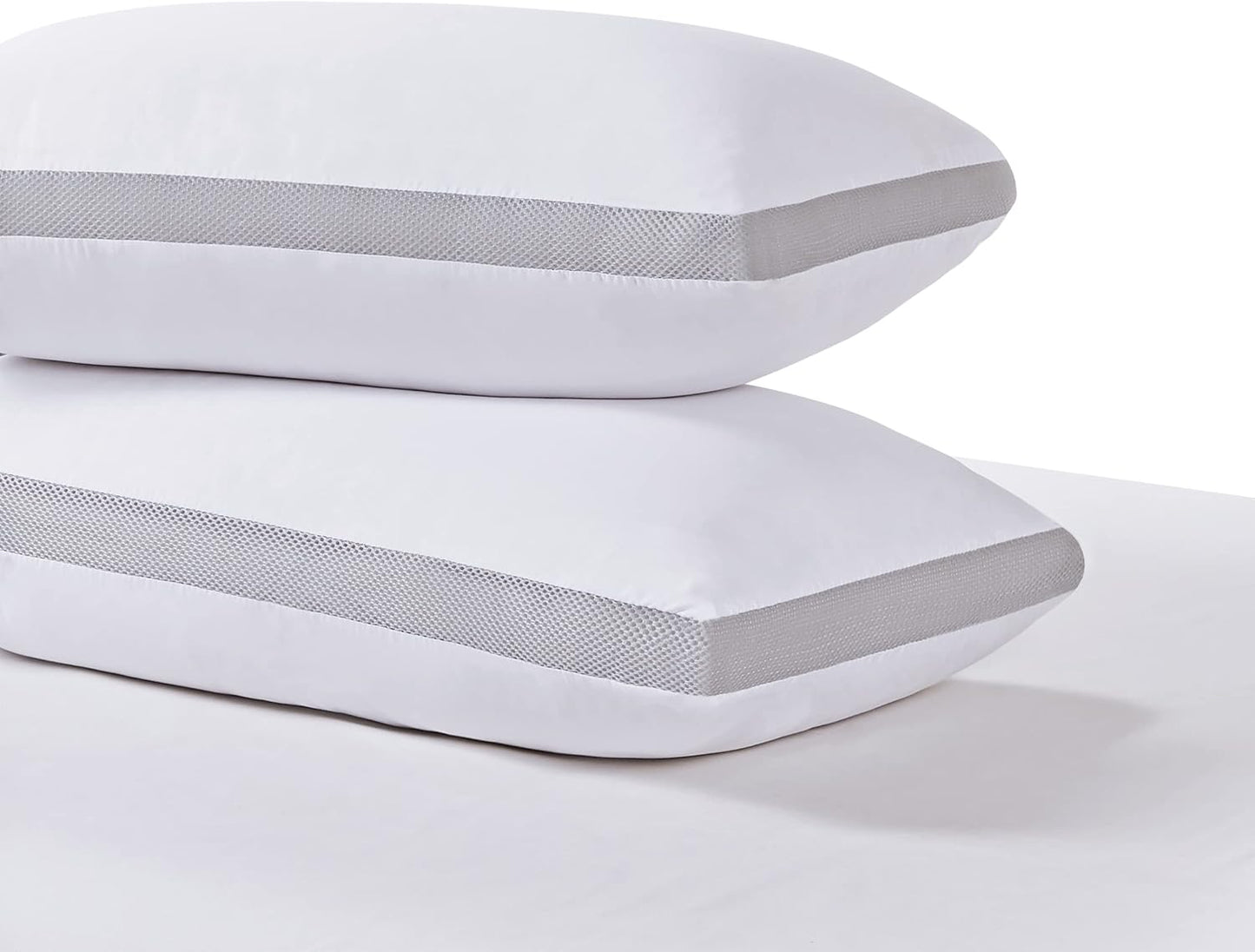 Bamboo Cooling Pillows Twin Pack - Luxury Plush Down-Like Microfibre Pillows for Bedding - Ultra Soft Comfy &