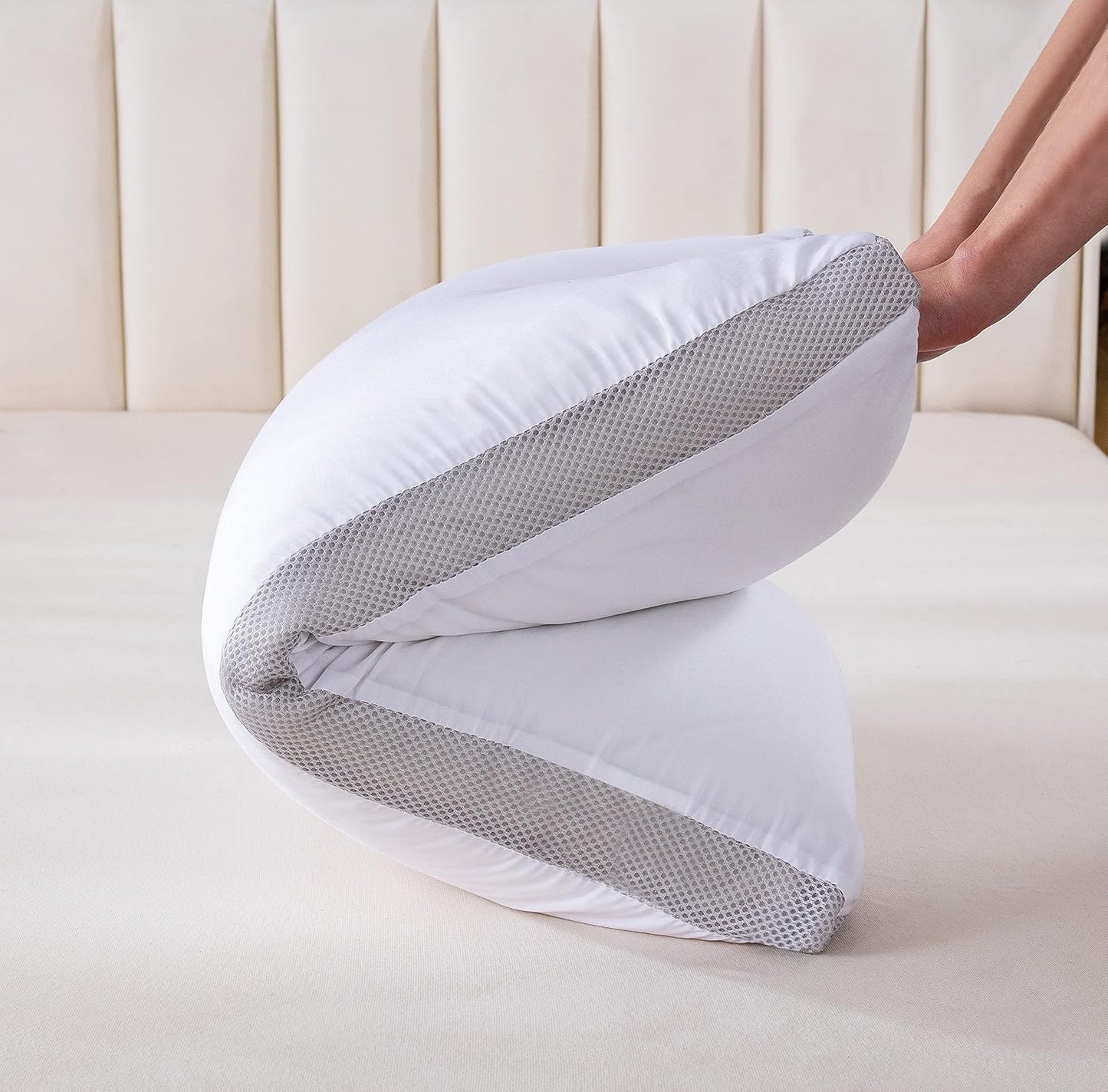 Bamboo Cooling Pillows Twin Pack - Luxury Plush Down-Like Microfibre Pillows for Bedding - Ultra Soft Comfy &