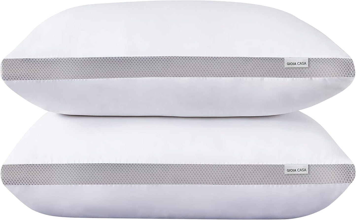 Bamboo Cooling Pillows Twin Pack - Luxury Plush Down-Like Microfibre Pillows for Bedding - Ultra Soft Comfy &