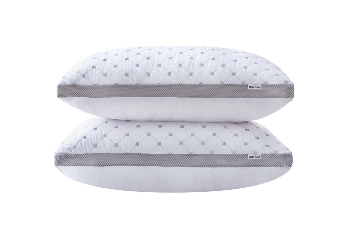Luxury Bamboo Cooling Twin pack plush down-like pillows with 2 bonus quilted waterproof pillow protectors - Home &