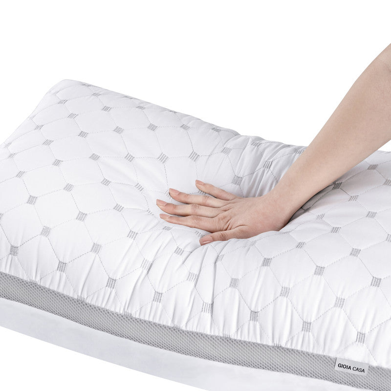 Luxury Bamboo Cooling Twin pack plush down-like pillows with 2 bonus quilted waterproof pillow protectors - Home &