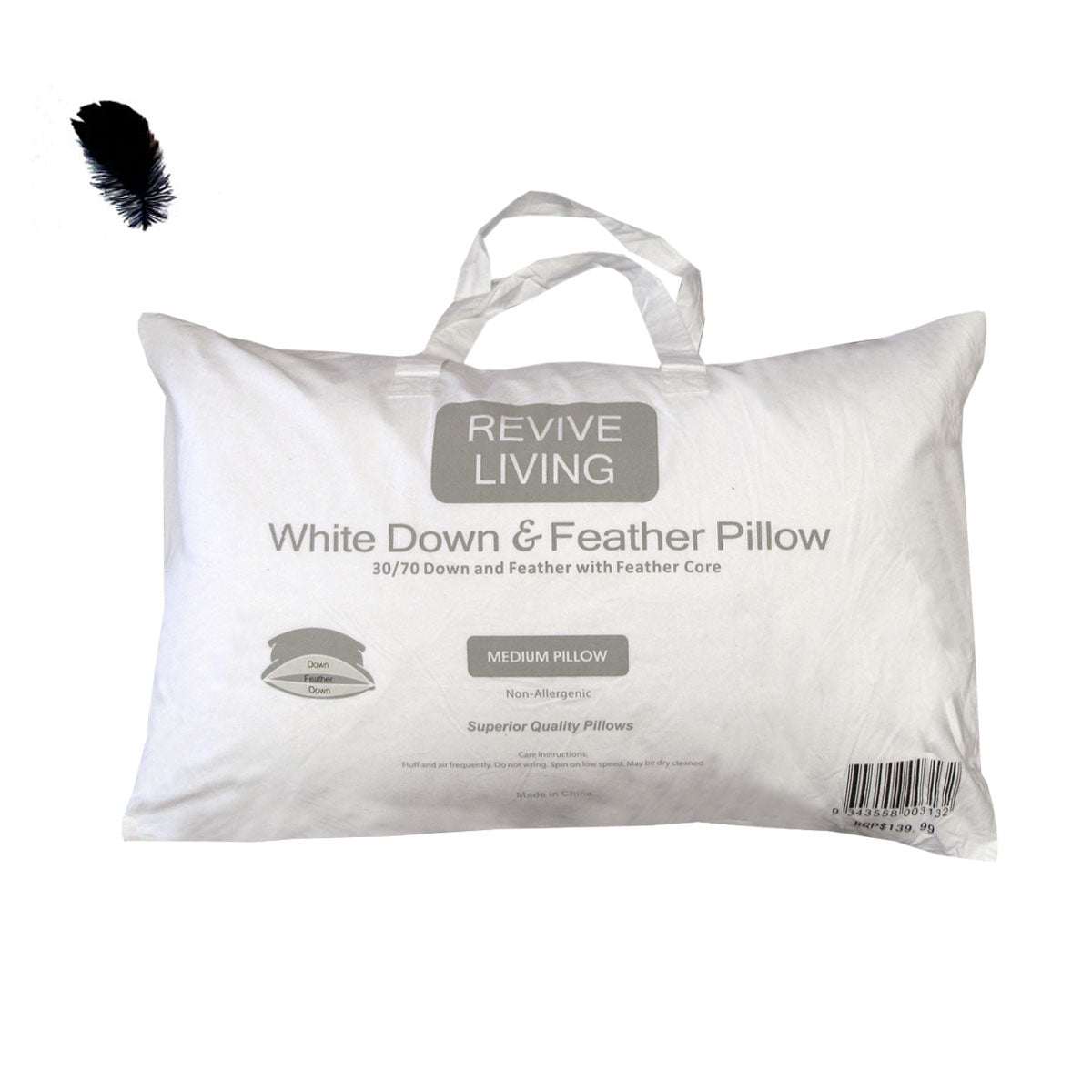 70% Feather 30% Down Superior Medium Standard Pillow 48 x 73 cm - Home & Garden > Bedding > Pillows
