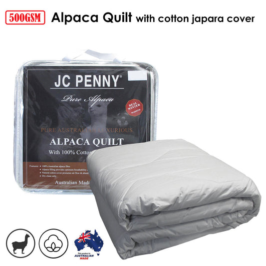 500GSM Alpaca Quilt with Cotton Japara Cover - King - Home & Garden > Bedding > Quilts & Duvets
