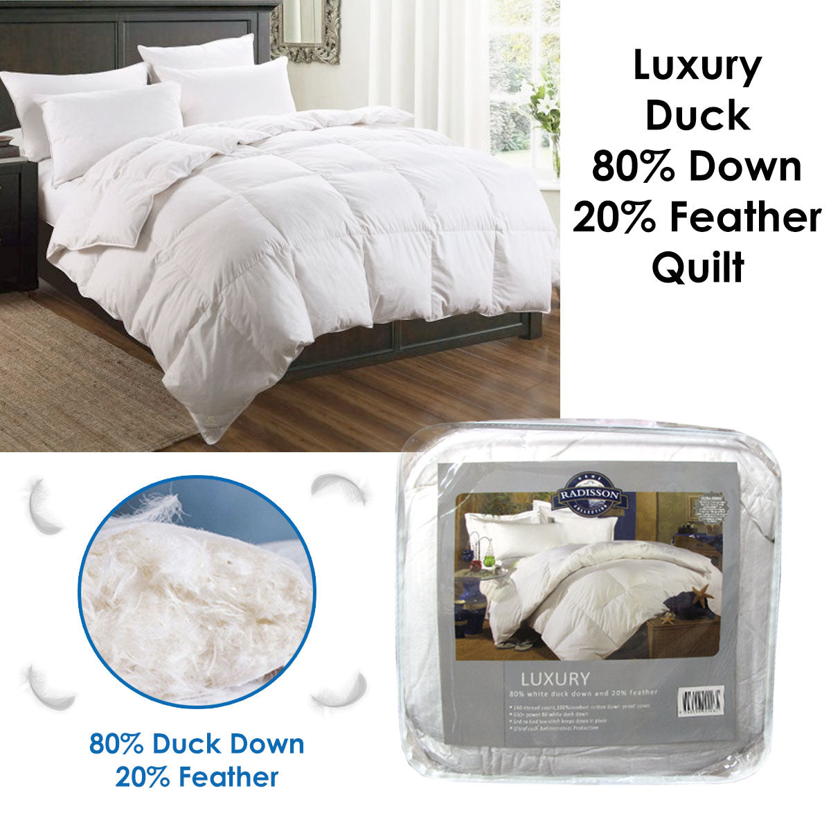 Luxury Duck 80% Down 20% Feather Quilt Queen - Home & Garden > Bedding > Quilts & Duvets