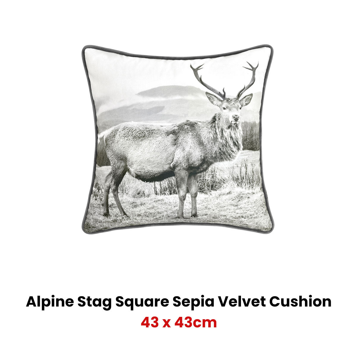 Bianca Alpine Stag Taupe Jacquard Square Velvet Filled Cushion - Furniture > Bar Stools & Chairs > Arm Chairs &