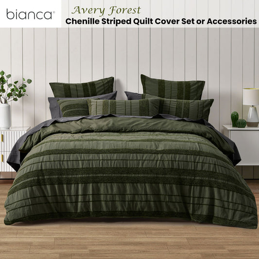 Bianca Avery Forest Chenille Striped Quilt Cover Set Super King - Home & Garden > Bedding > Duvet Covers