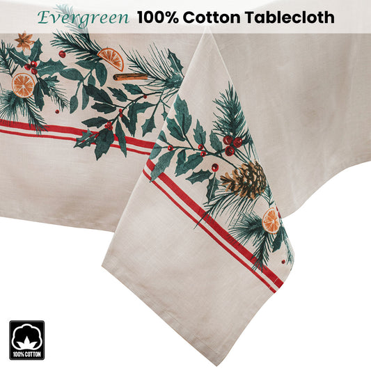 Ladelle 100% Cotton Evergreen Festive Christmas Holiday Tablecloth 150 x 300 cm Home & Garden > Kitchenware > Table