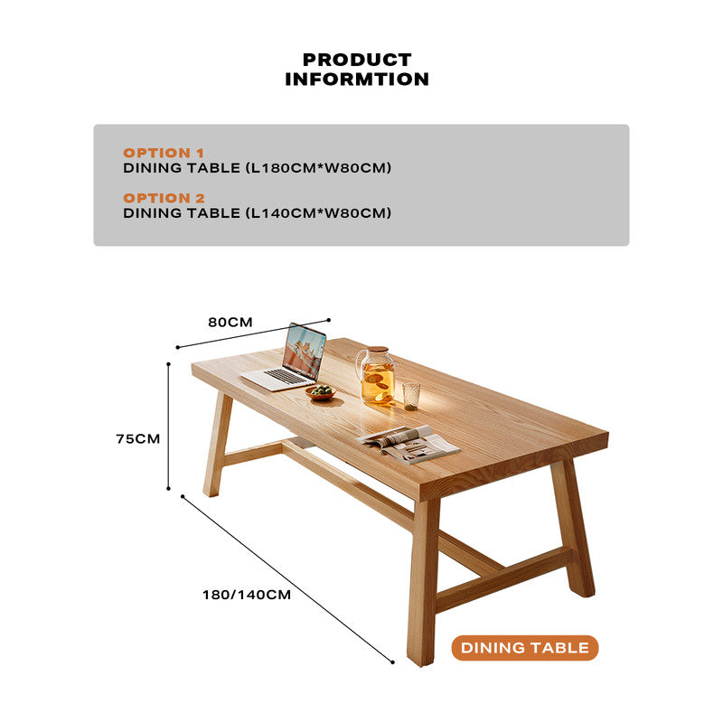 1.4M Solid Wood Dining Table Square Dining Table Dining Table Kitchen Furniture Furniture > Dining > Dining Tables