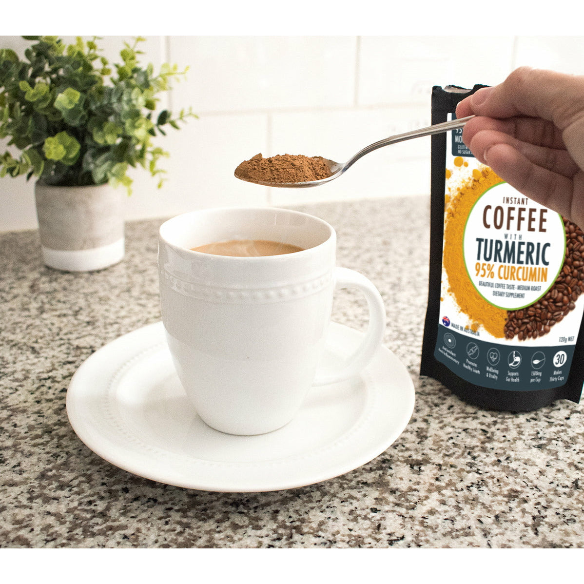 Instant Coffee with 95% Pure Organic Curcumin Turmeric Extract Powder (1,000mg) Health & Beauty > Nutrition &