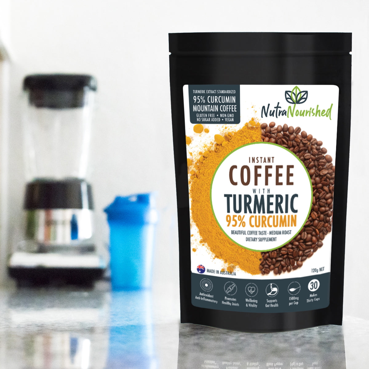 Instant Coffee with 95% Pure Organic Curcumin Turmeric Extract Powder (1,000mg) Health & Beauty > Nutrition &