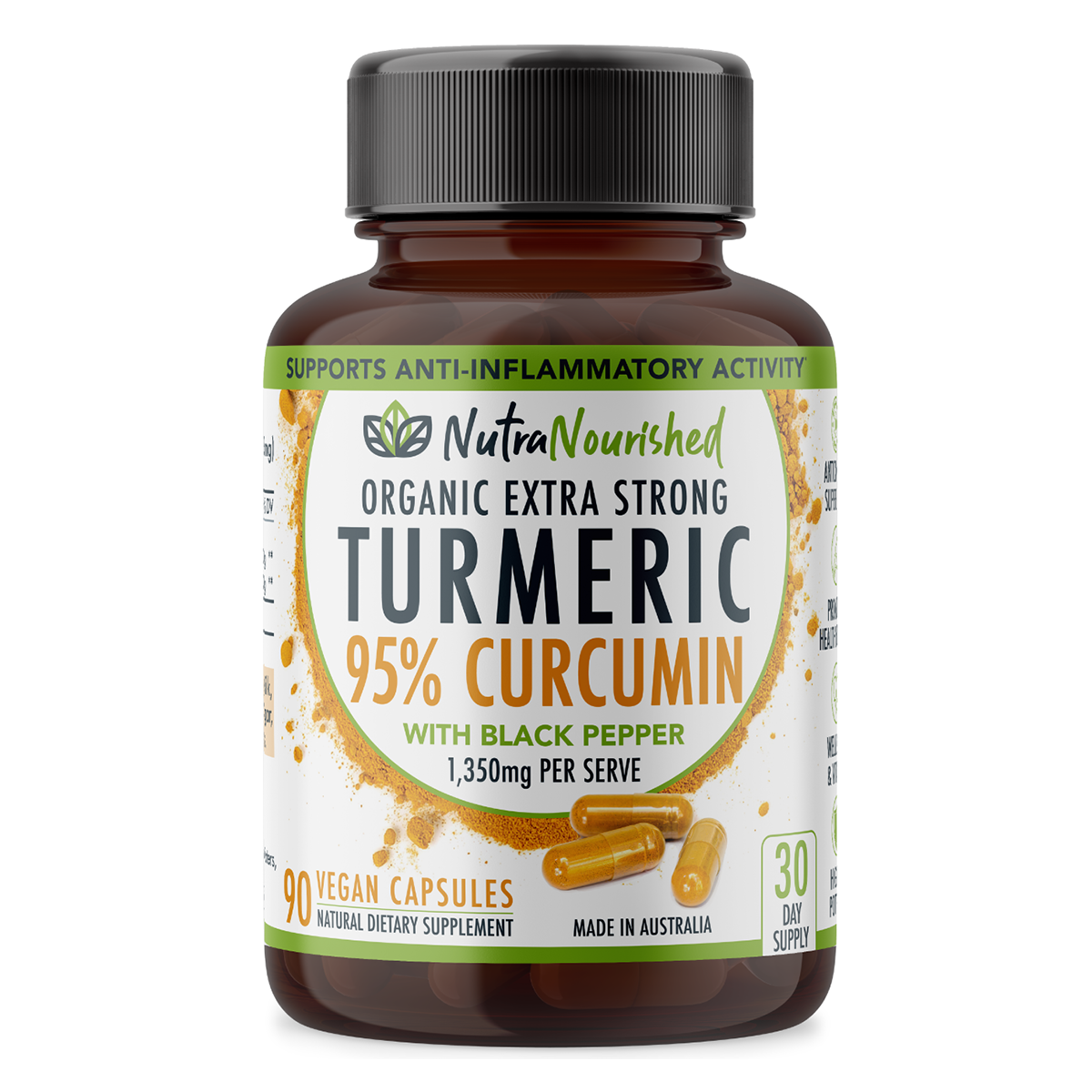 Curcumin Tablets 95% Pure Organic Vegan Turmeric Extract Buffered with Black Pepper (1,350mg) Health & Beauty >