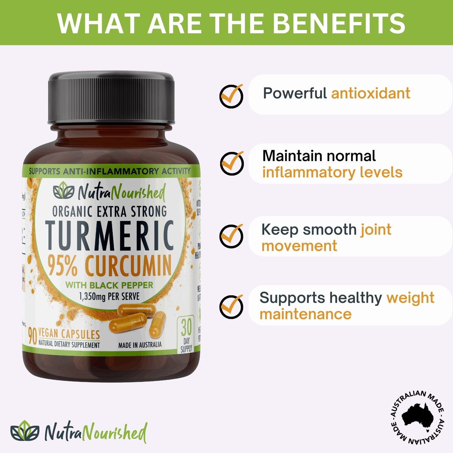 Curcumin Tablets 95% Pure Organic Vegan Turmeric Extract Buffered with Black Pepper (1,350mg) Health & Beauty >