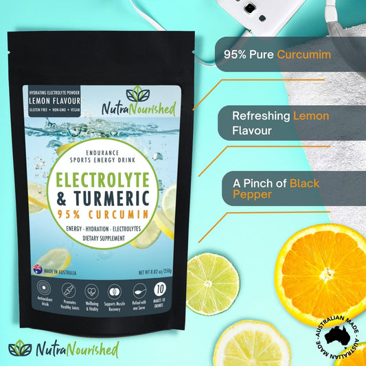 Electrolyte Powder & 95% Pure Organic Curcumin Lemon Flavour Health & Beauty > Nutrition & Supplements