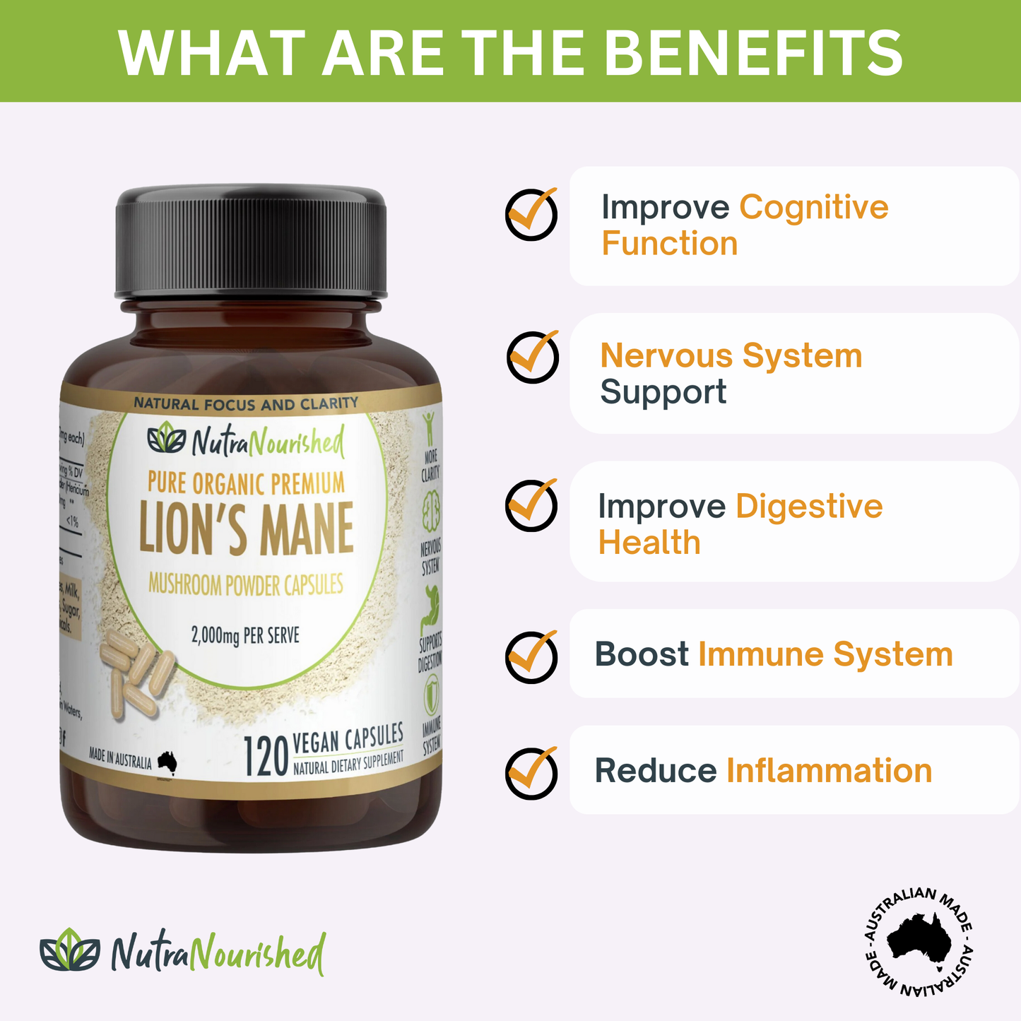 Lion’s Mane Mushroom Hericium erinaceus (2,000mg) 120 Vegan Capsules Health & Beauty > Nutrition & Supplements