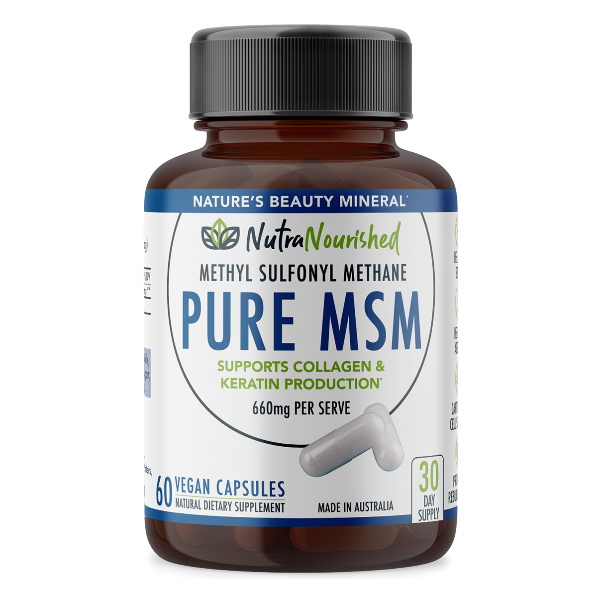 Pure MSM Capsules Methyl Sulfonyl Methane (660mg) 60 Vegan Capsules/1 Month Health & Beauty > Nutrition & Supplements