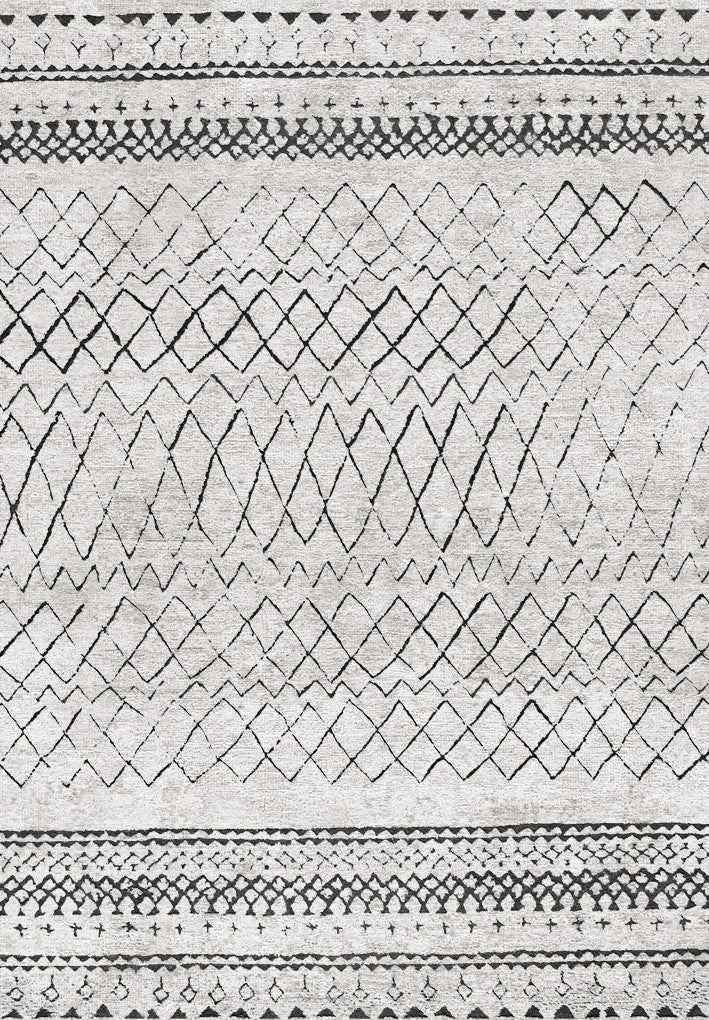 Vintage Crown Deco Rug Grey Abstract No-fringe 280x380cm