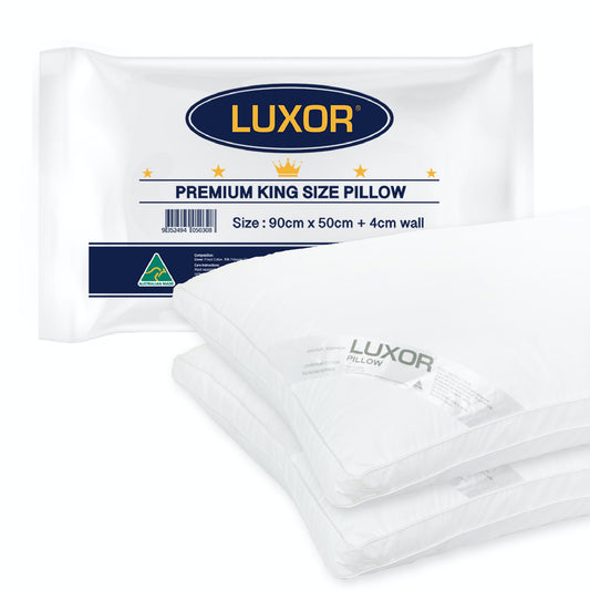 Luxor Australian Made Hotel King Size Pillow with 4cm Wall Twin Pack - Home & Garden > Bedding > Pillows