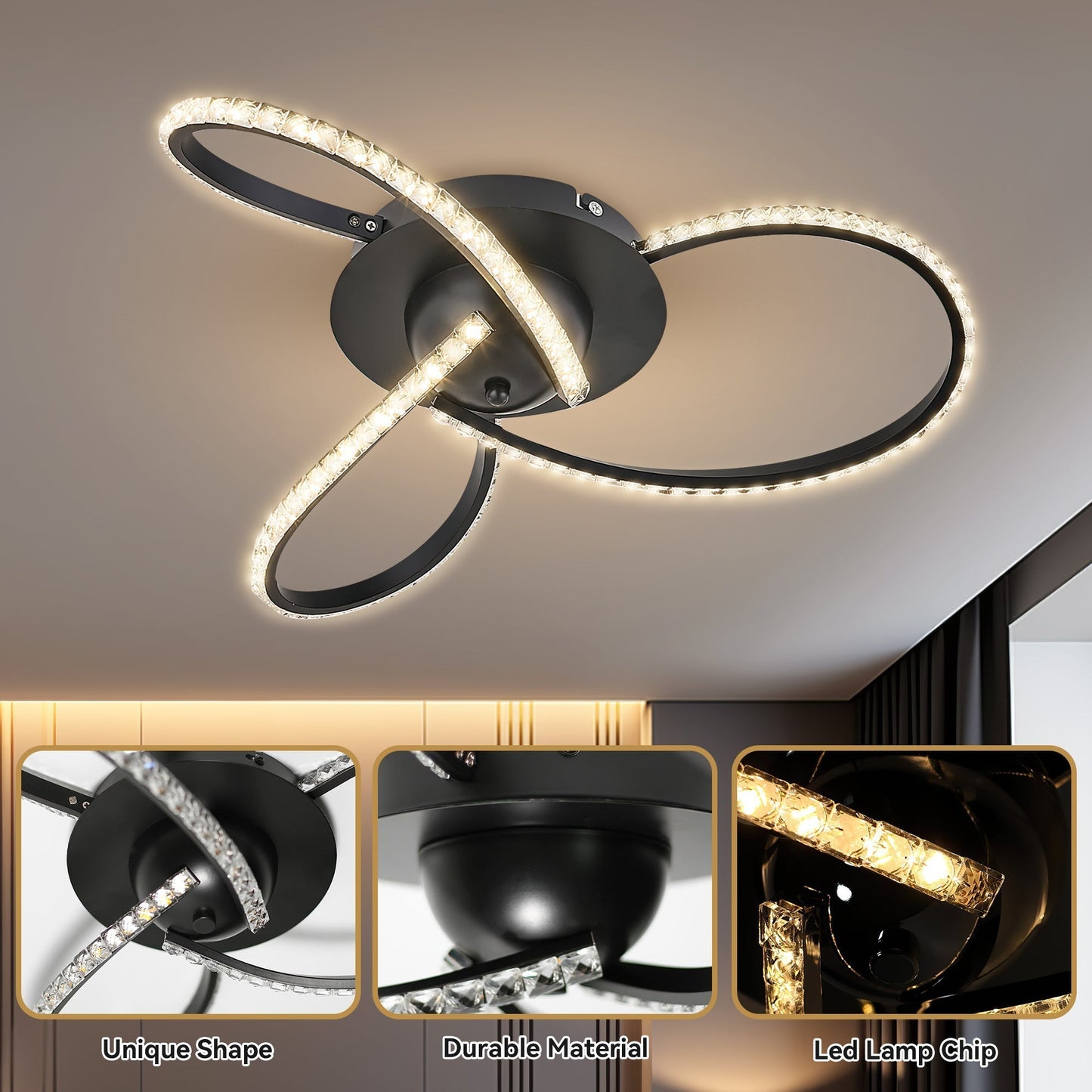 Irie Dimmable 3 Lights LED Ceiling Light - Black - Home & Garden > Lighting > Ceiling Lights