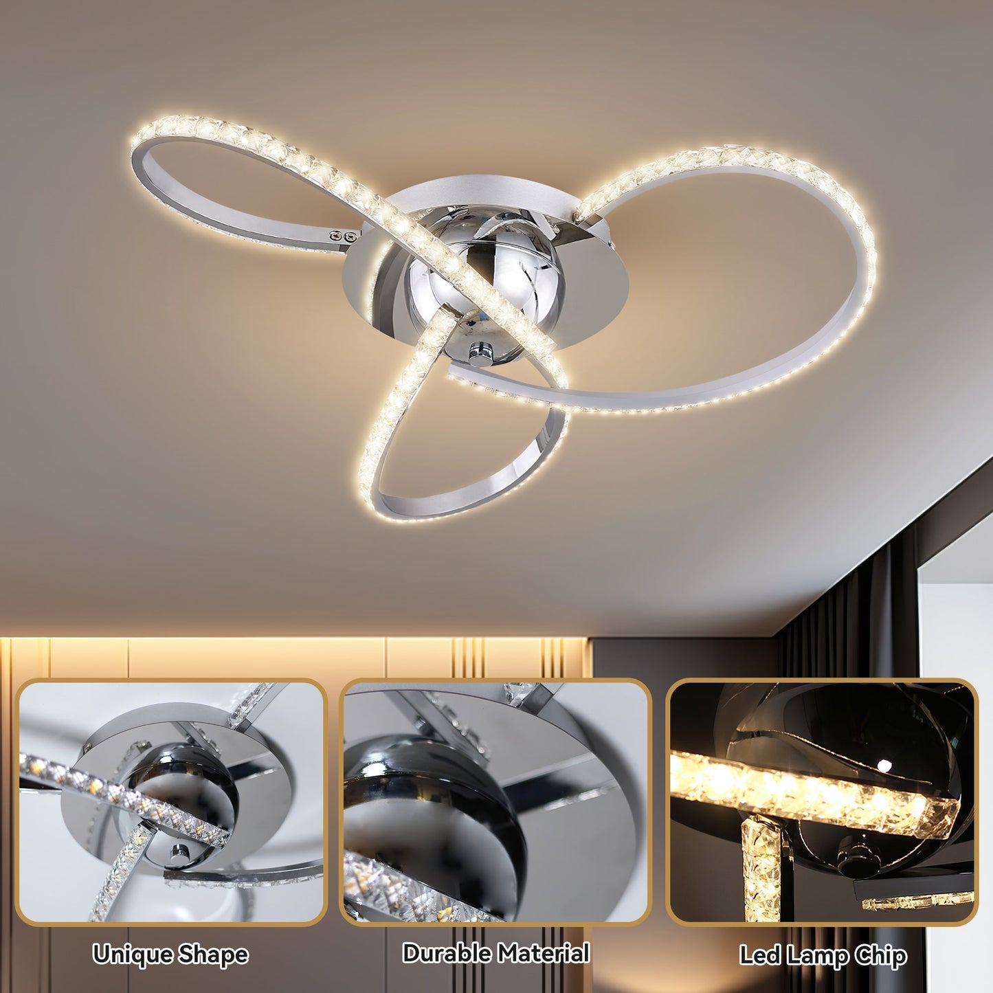 Irie Dimmable 3 Lights LED Ceiling Light - Chrome - Home & Garden > Lighting > Ceiling Lights