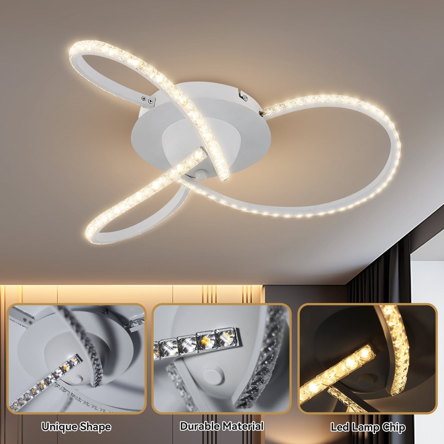 Irie Dimmable 3 Lights LED Ceiling Light - White - Home & Garden > Lighting > Ceiling Lights