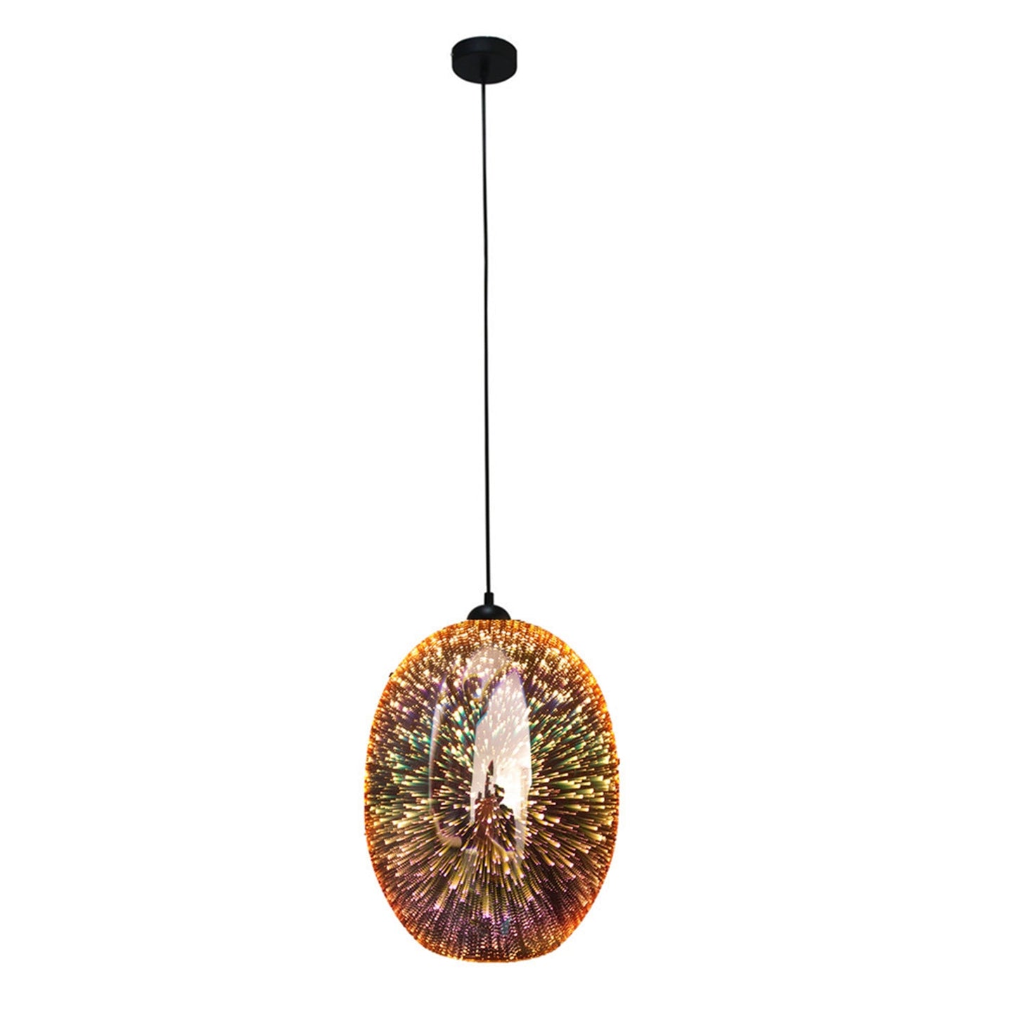 Moravian Glass Oval Pendant Light - Chrome - Home & Garden > Lighting > Night Lights & Ambient Lighting