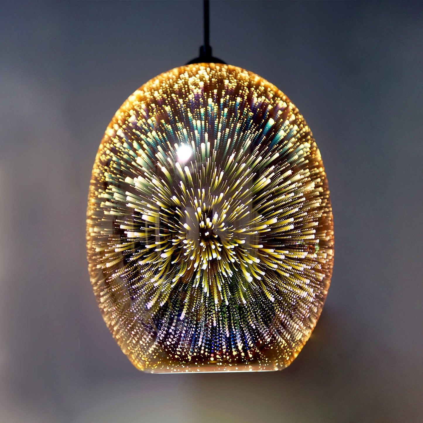 Moravian Glass Oval Pendant Light - Chrome - Home & Garden > Lighting > Night Lights & Ambient Lighting