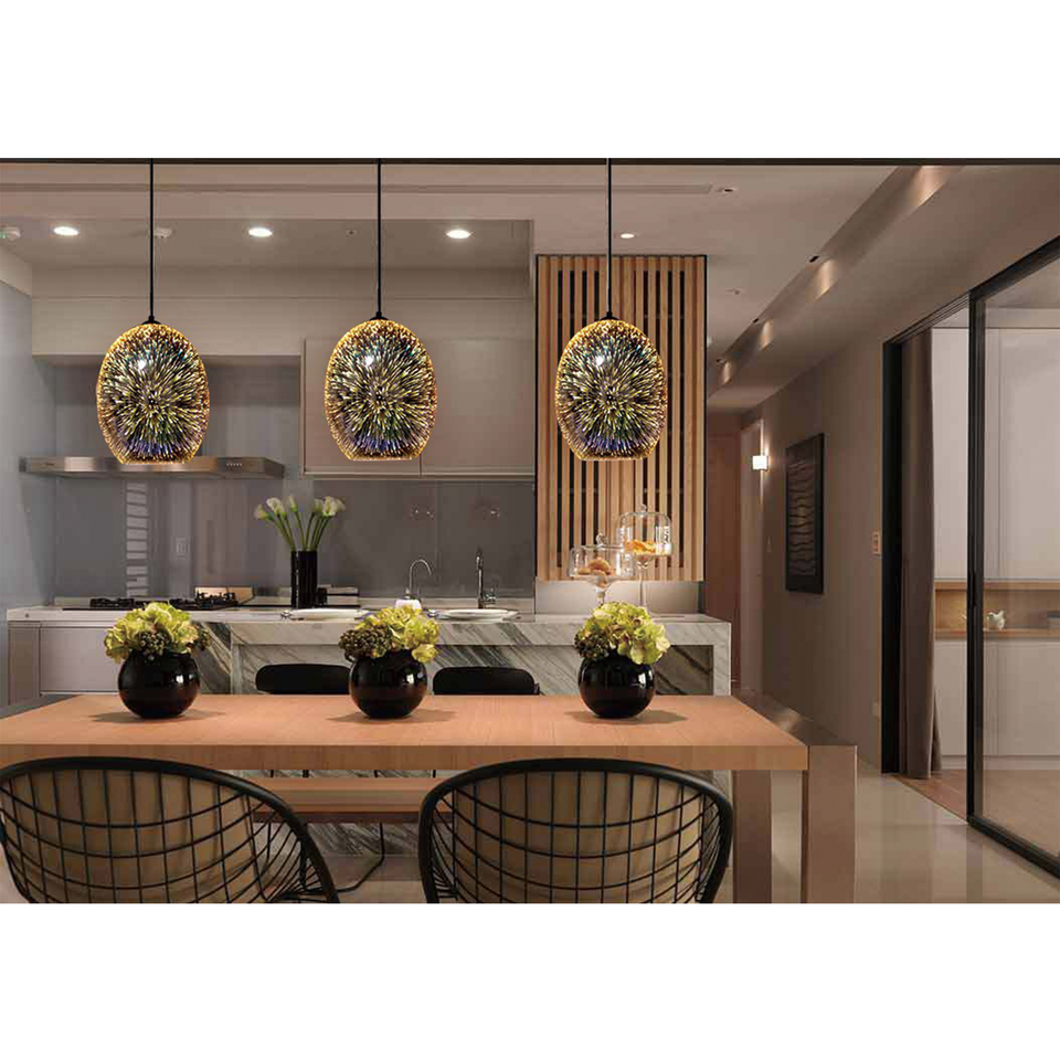 Moravian Glass Oval Pendant Light - Chrome - Home & Garden > Lighting > Night Lights & Ambient Lighting