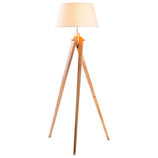 Large Tripod Floor Lamp Linen Shade Modern Bamboo Wooden Retro Twist Light Home & Garden > Lighting > Floor Lamps